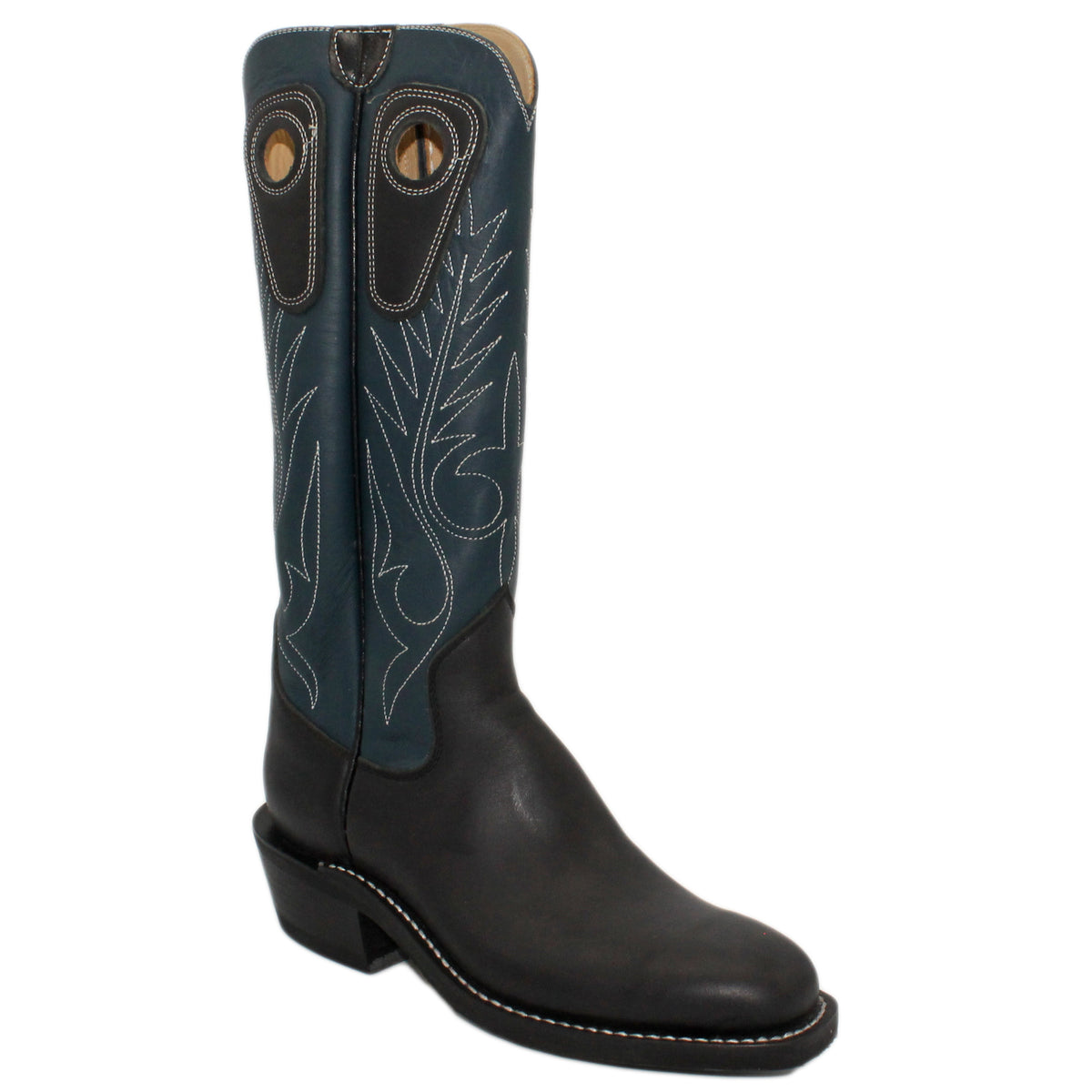 14" Blue Upper w/ Beck Classic Stitching
Black Steer Vamp
Regular French Square Toe
Slightly Tapered Heel