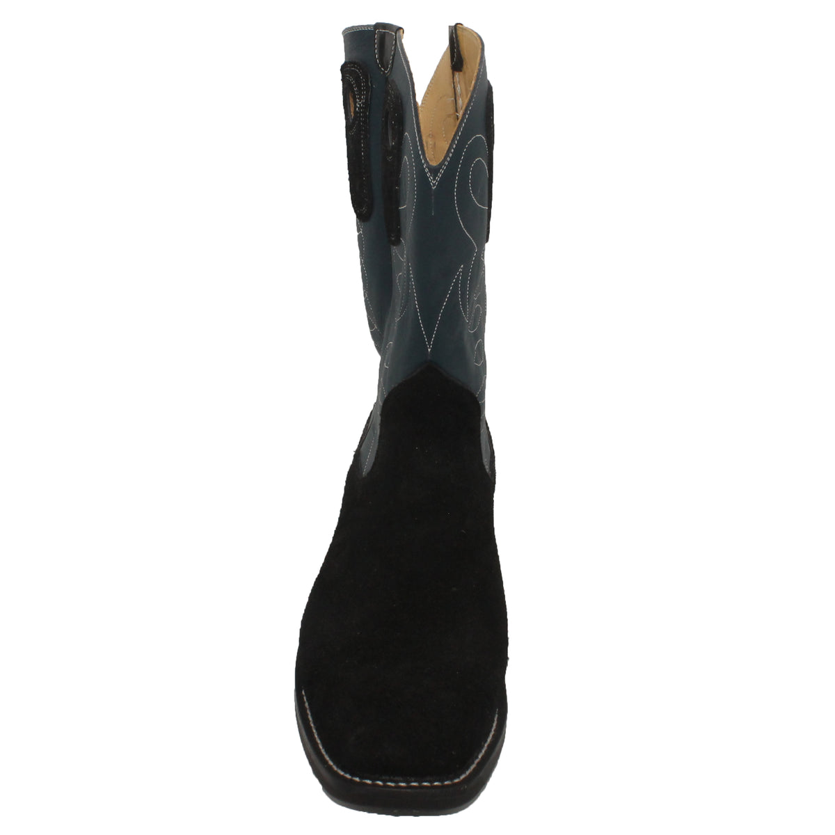 12" Blue Upper w/ Loops Stitching
Black Rough Out Steer Vamp
Wide French Toe
Slightly Tapered Heel