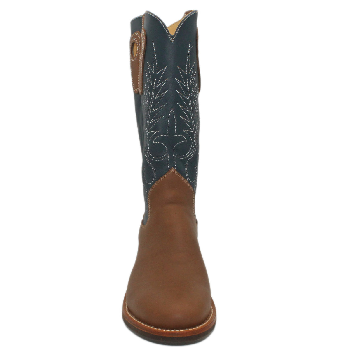 14" Blue Upper w/ Beck Classic Stitching
Saddle Timberjack Steer Vamp
Round Toe
Block Heel