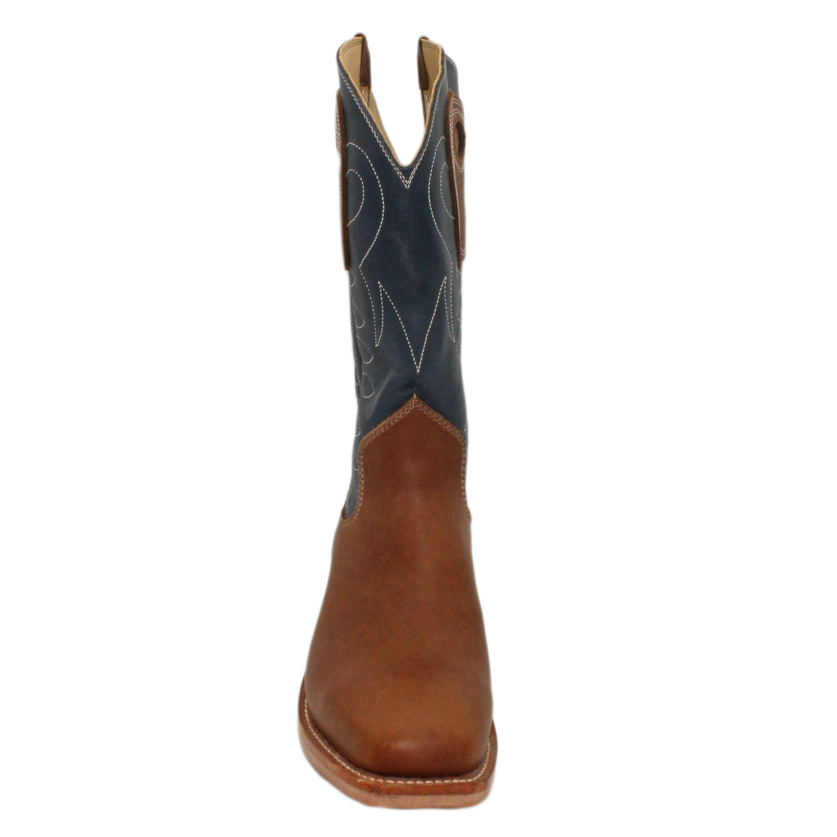 12" Blue Upper w/ Loops Stitching
Saddle Timberjack Steer Vamp
Wide French Square Toe
Slightly Tapered Heel