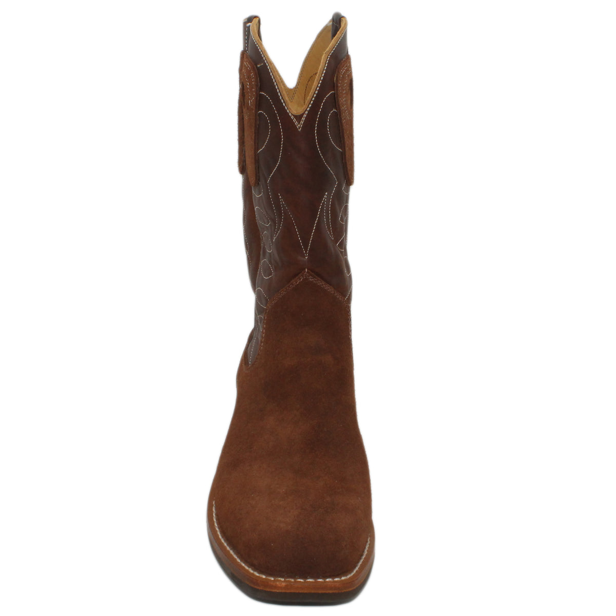12" Brown Upper w/ Loops Stitching
Brown Timberjack Rough Out Steer Vamp
Wide French Square Toe
Slightly Tapered Heel