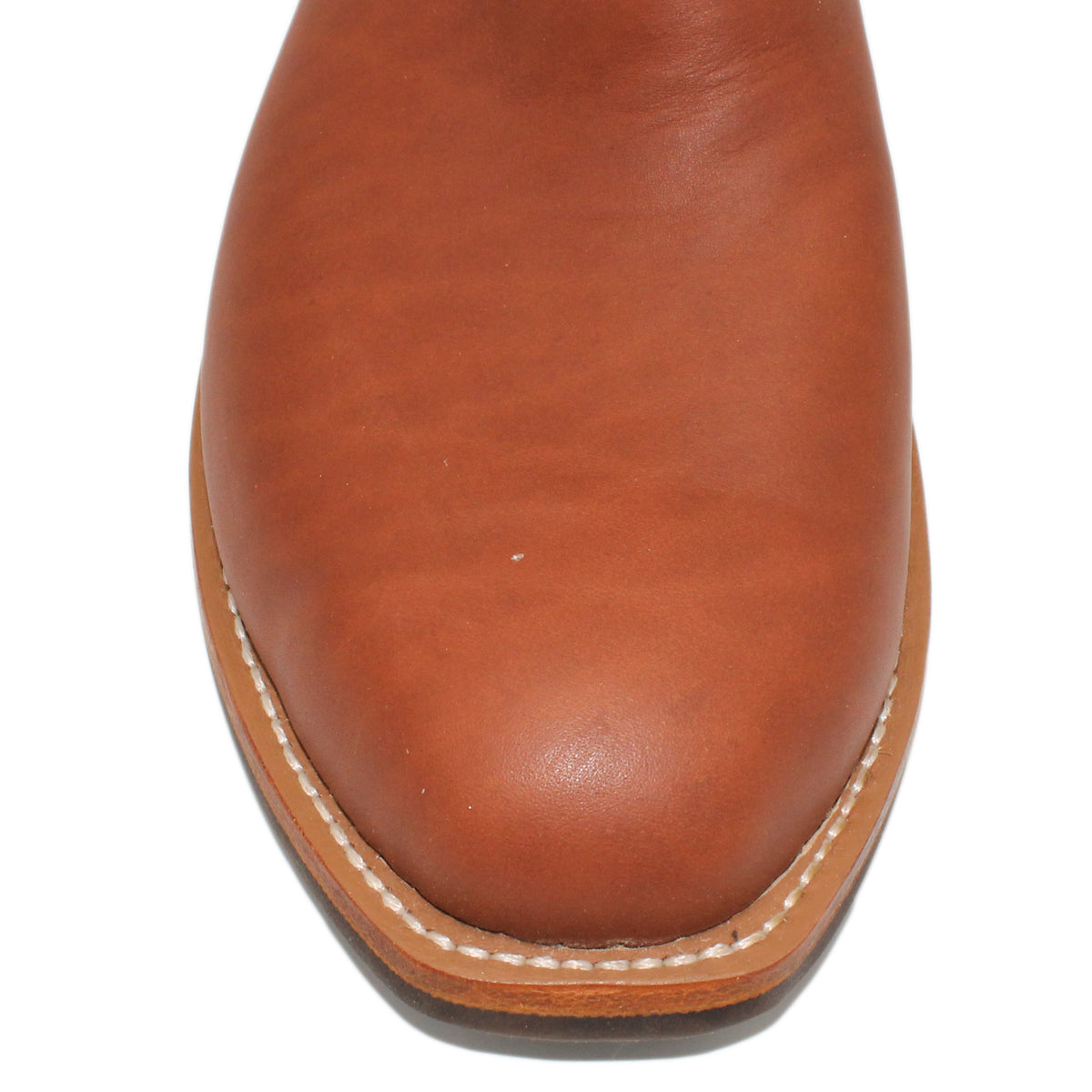 12" Brown Upper w/ Loops Stitching
Tan Timberjack Steer Vamp
Regular French Square Toe
Slightly Tapered Heel