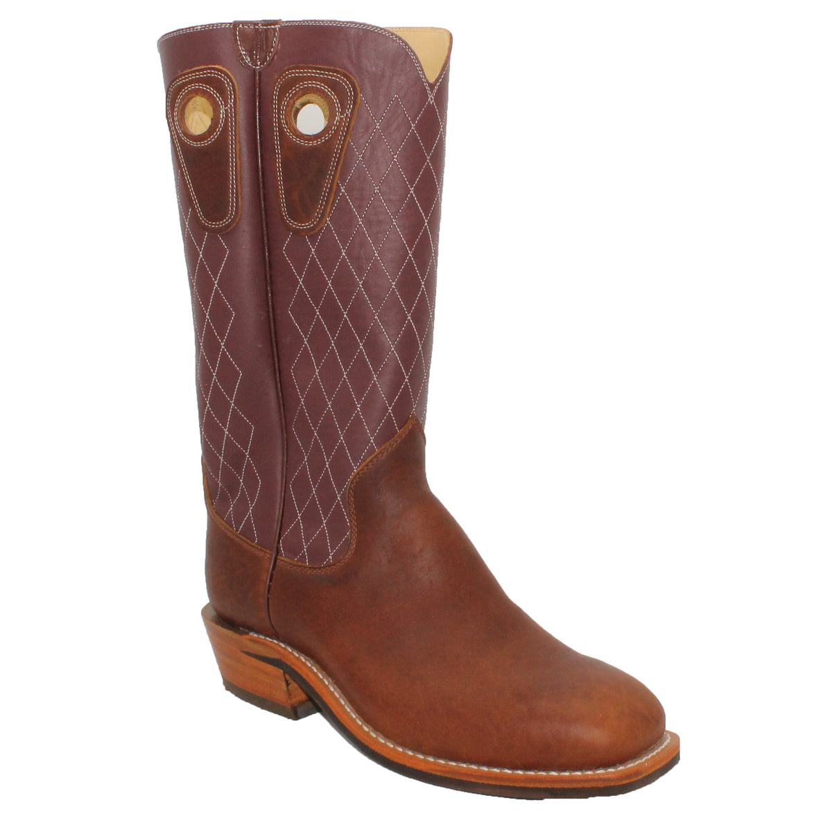 14" Wine upper w/ Diamond Stitching
Bison Vamp
Wide French Square Toe
Slightly Tapered Heel
