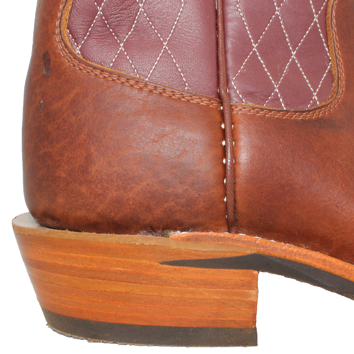 14" Wine upper w/ Diamond Stitching
Bison Vamp
Wide French Square Toe
Slightly Tapered Heel