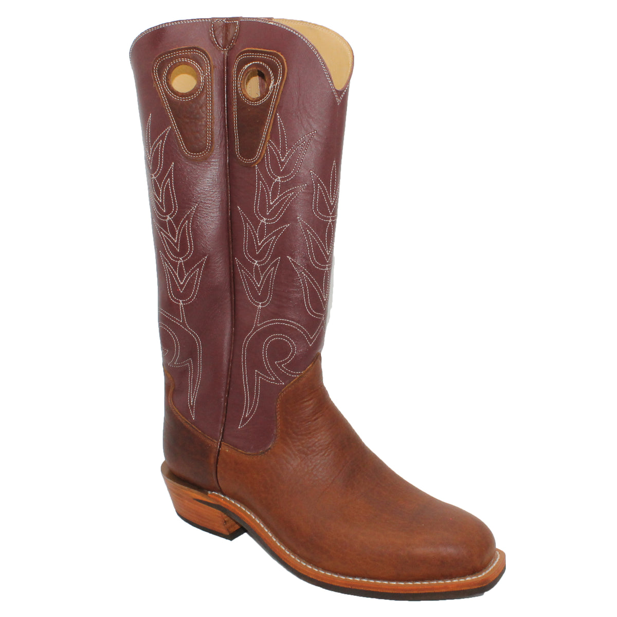 16" Wine Uppers w/ Tulip Stitching
Bison Vamp
Regular French Square Toe
Slightly Tapered Heel