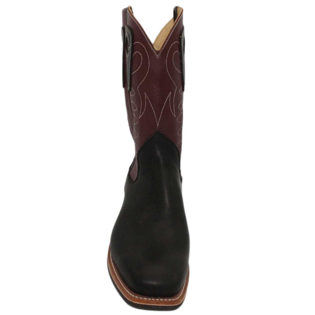 12" Wine Upper w/ Loops Stitching
Black Steer Vamp
Wide French Toe
Slightly Tapered Heel