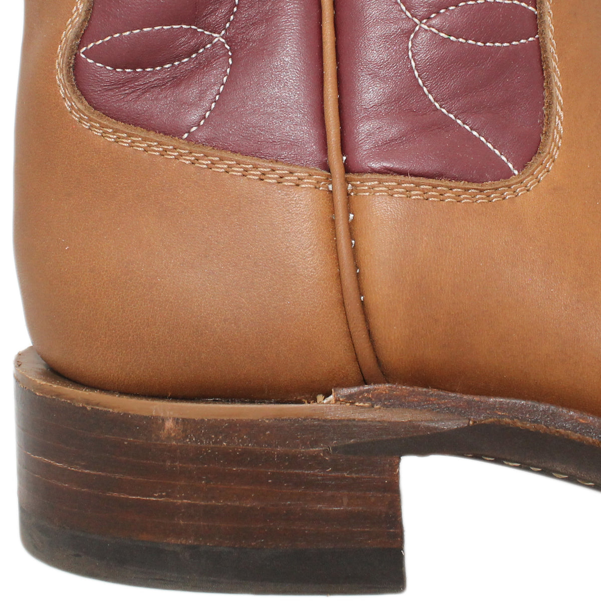 12" Wine Upper w/ Loops Stitching
Saddle Timberjack Steer Vamp
Round Toe
Block Heel