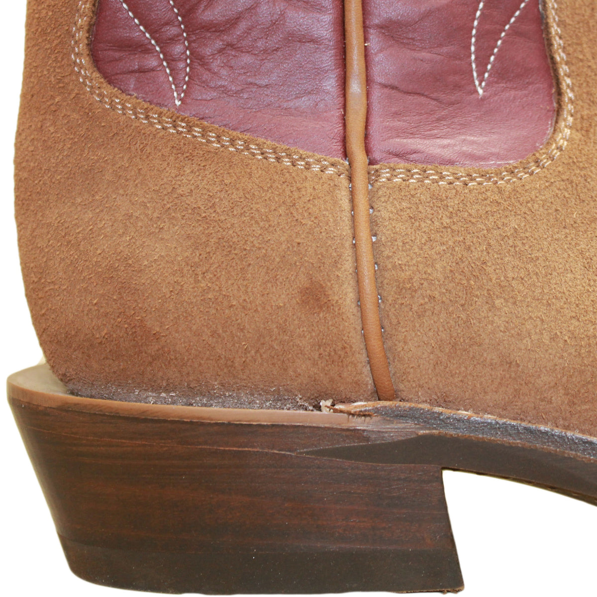 14" Wine Upper w/ Beck Classic Stitching
Saddle Timberjack Rough Out Steer Vamp
Wide French Square Toe
Slightly Tapered Heel