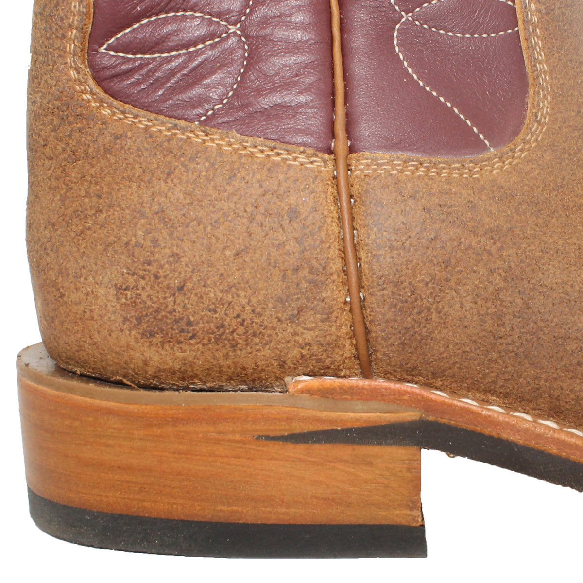 12" Wine upper w/ Loops Stitching
Waxed Rough Out Steer Vamp
Round Toe
Block Heel