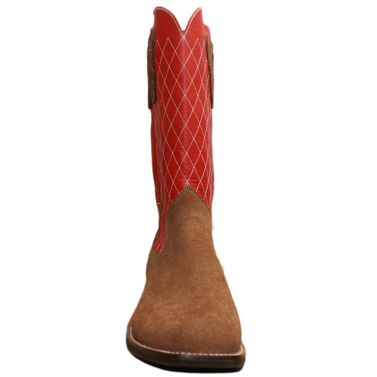 14" Red Upper w/ Diamond Stitching
Saddle Timberjack Rough Out Steer Vamp
Wide French Square Toe
Slightly Tapered Heel