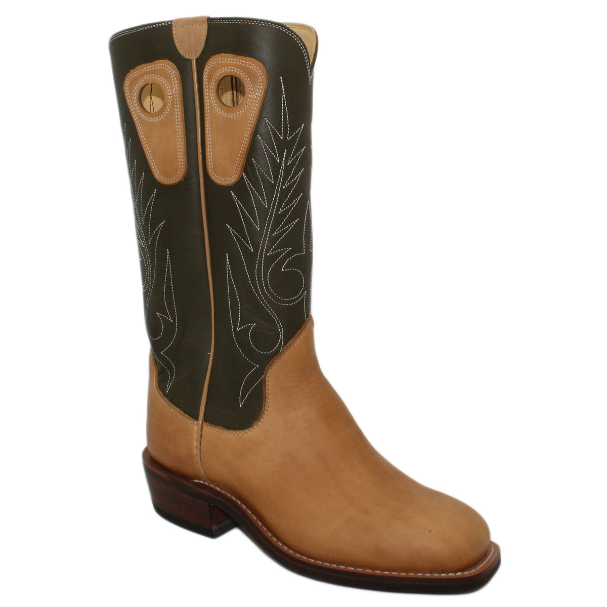 14" Forest upper w/ Beck Classic Stitching
Buckskin Steer Vamp
Wide French Square Toe
Slightly Tapered Heel