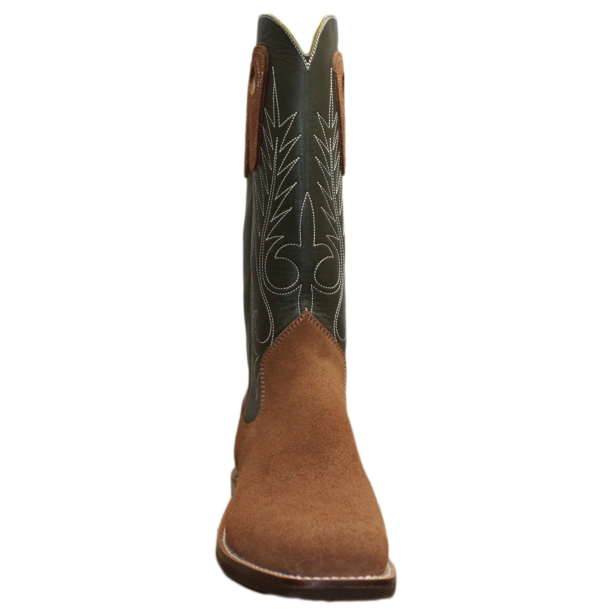 14" Forest upper w/ Beck Classic Stitching
Saddle Timberjack Rough Out Steer Vamp
Wide French Square Toe
Slightly Tapered Heel