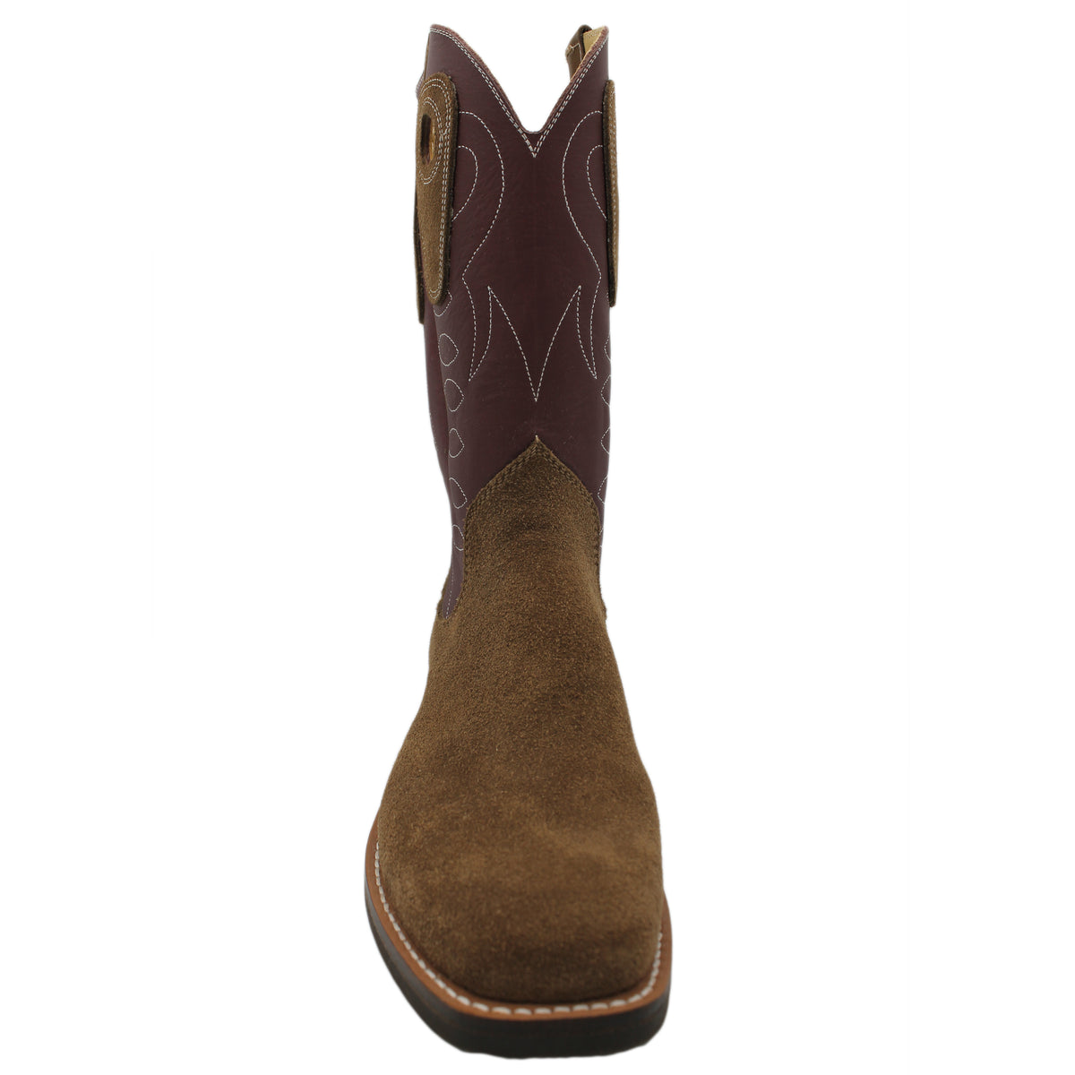 12" Wine Upper w/ Loops Stitching
Saddle Timberjack Rough Out Steer Vamp
Wide French Square Toe
Slightly Tapered Heel