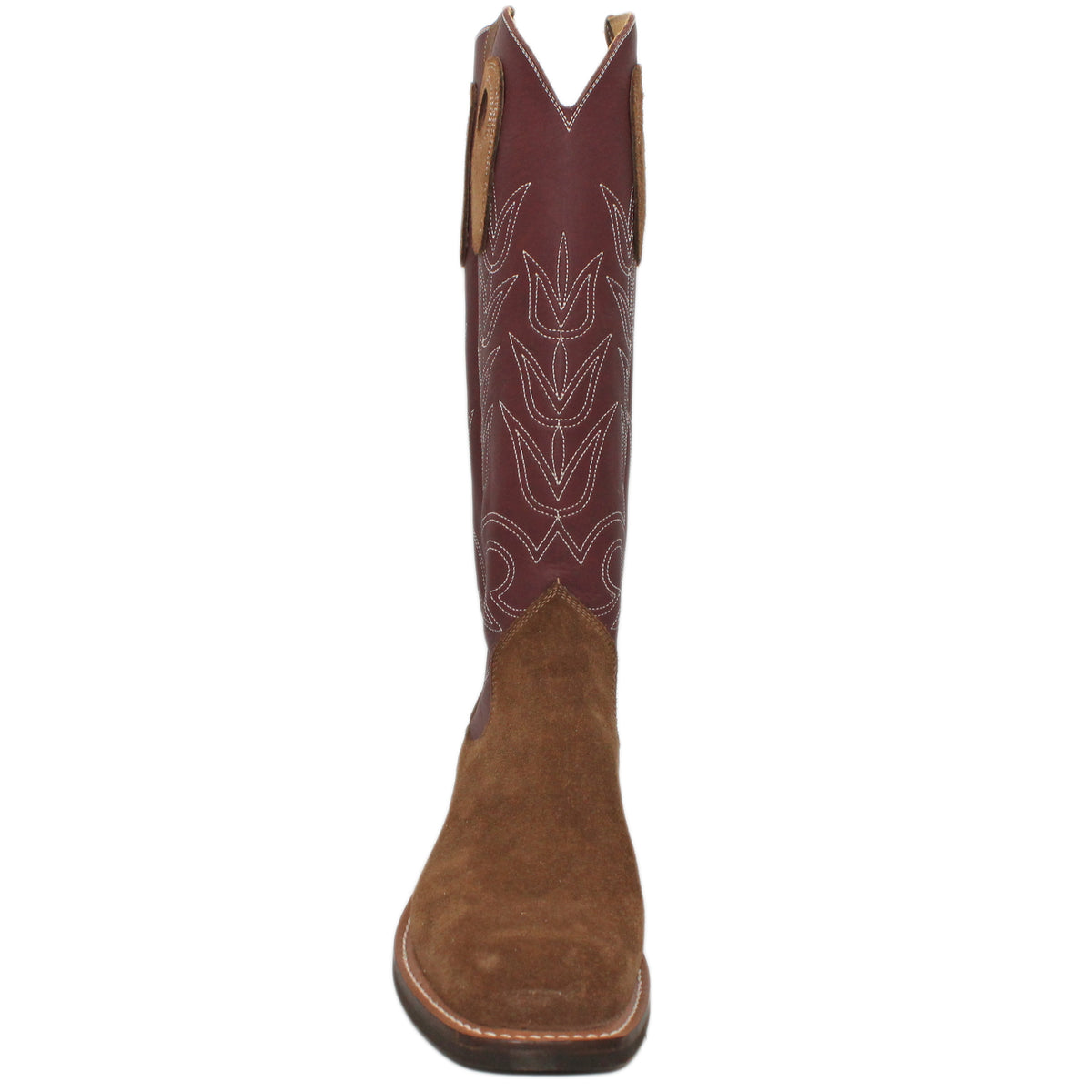 16" Wine Uppers w/ Tulip Stitching
Saddle Timberjack Rough Out Steer Vamp
Wide French Square Toe
Slightly Tapered Heel
