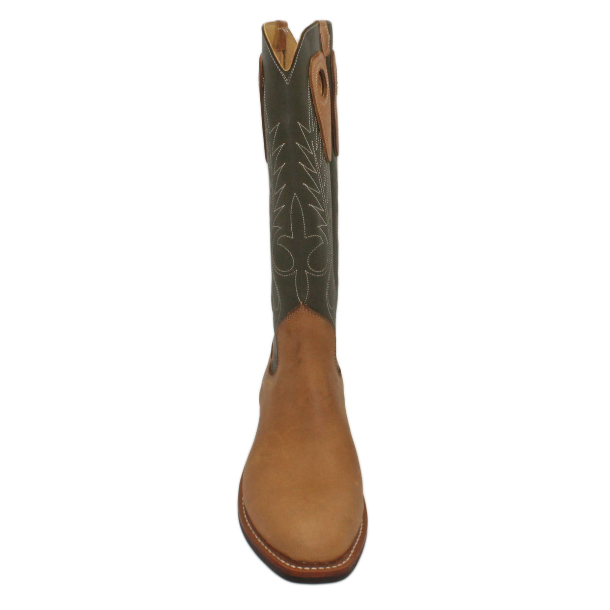 14" Forest Upper w/ Beck Classic Stitching

Buckskin Steer Vamp

Regular French Square Toe

Slightly Tapered Heel