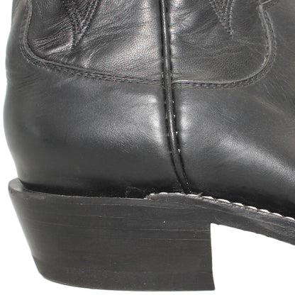 12" Black Kidskin Upper w/ Beck 3 Row Stitching

Black Calf Vamp

Wide French Toe

Slightly Tapered Heel

Leather Sole