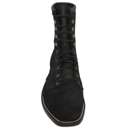 8" Lace-Up

Black Rough Out Steer

Regular French Square Toe

Slightly Tapered Heel