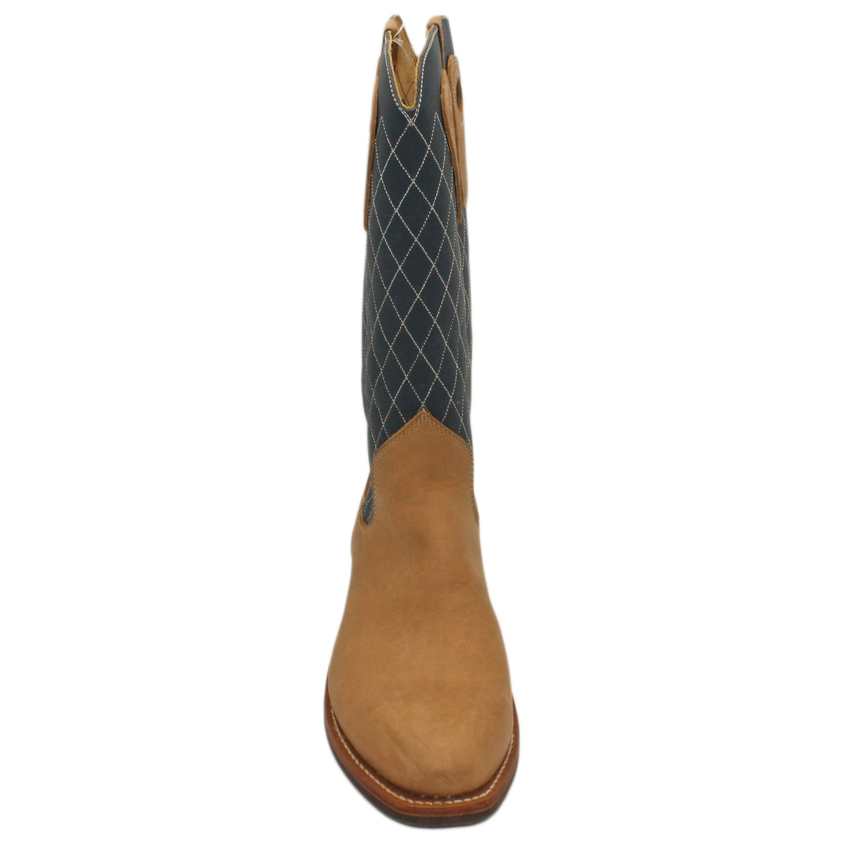 14" Blue upper w/ Diamond Stitching

Buckskin Steer Vamp

Regular French Square Toe

Block Heel