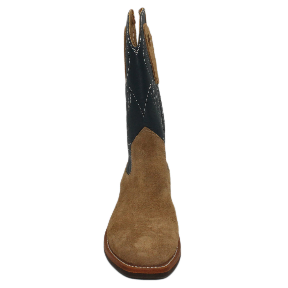 12" Blue upper w/ Loops Stitching

Buckskin Rough Out Steer Vamp

Regular French Square Toe

Block Heel