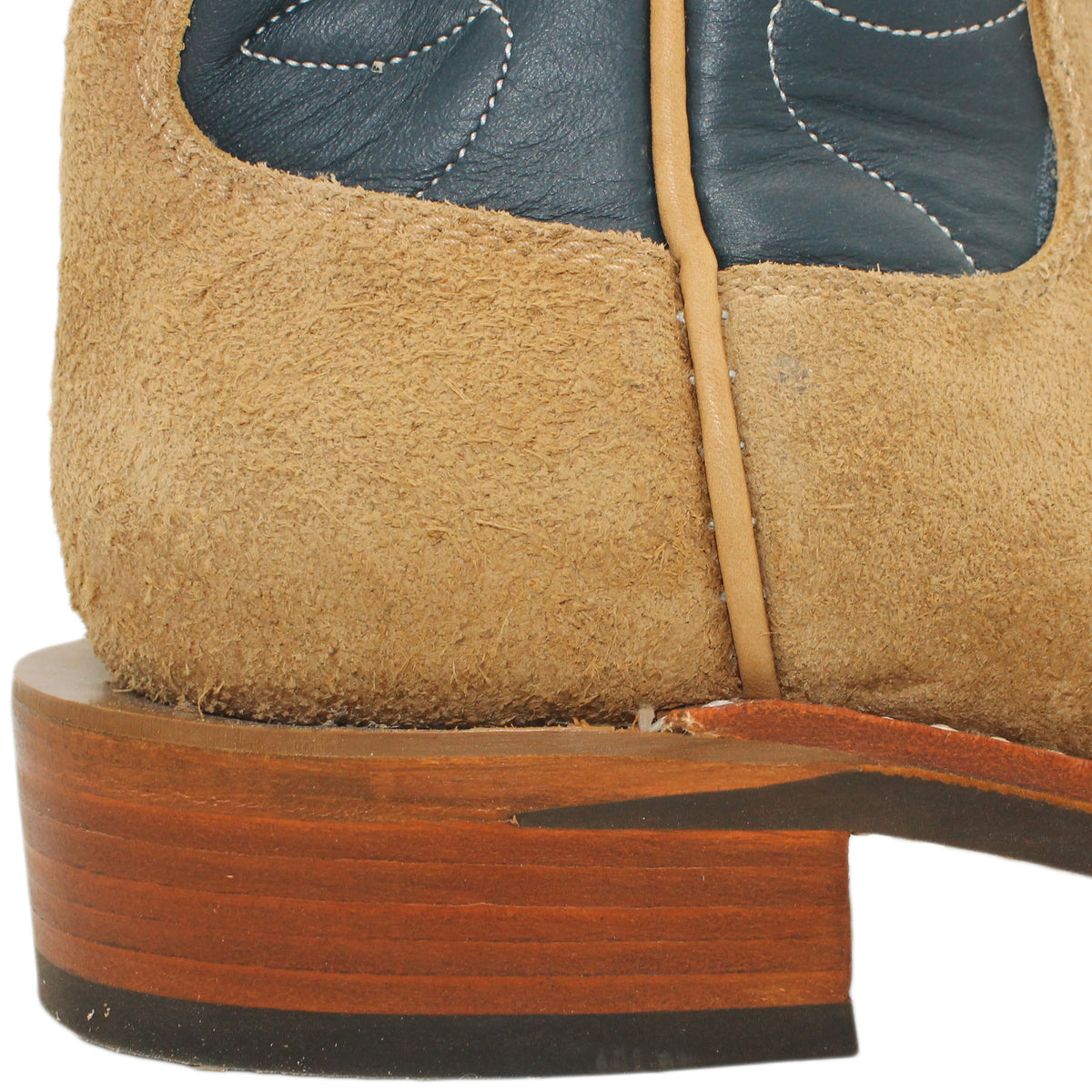 12" Blue upper w/ Loops Stitching

Buckskin Rough Out Steer Vamp

Regular French Square Toe

Block Heel
