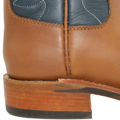 12" Blue Upper w/ Loops Stitching

Saddle Timberjack Steer Vamp

Regular French Square Toe

Block Heel