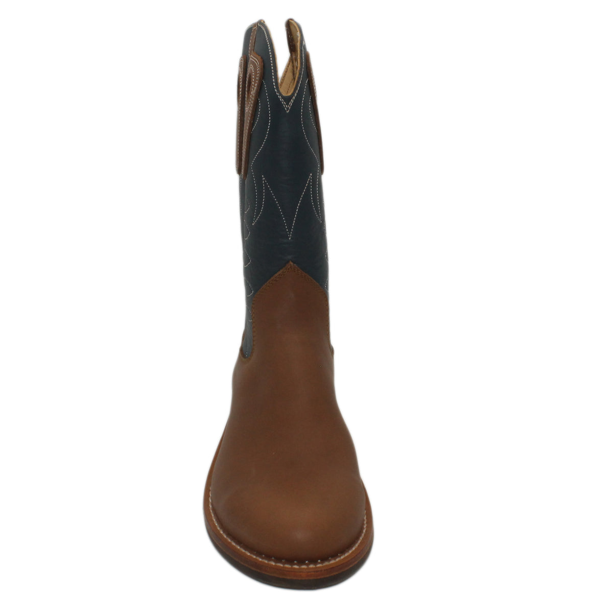12" Blue Upper w/ Loops Stitching

Saddle Timberjack Steer Vamp

Round Toe

Block Heel