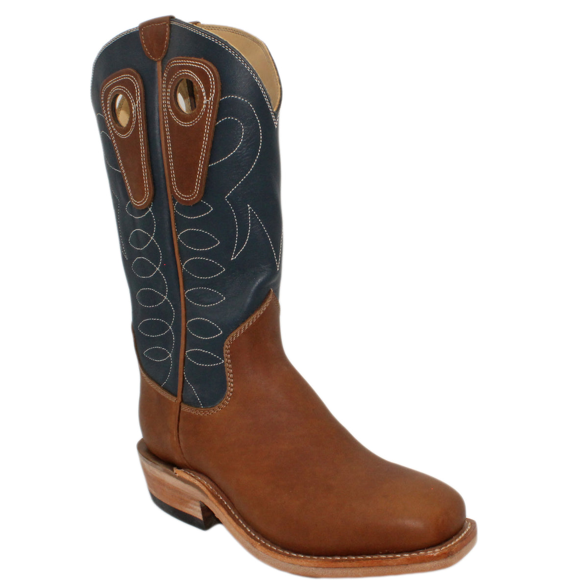 12" Blue Upper w/ Loops Stitching

Saddle Timberjack Steer Vamp

Wide French Square Toe

Slightly Tapered Heel