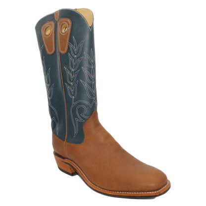 16" Blue Uppers w/ Tulip Stitching

Saddle Timberjack Steer Vamp

Wide French Square Toe

Slightly Tapered Heel