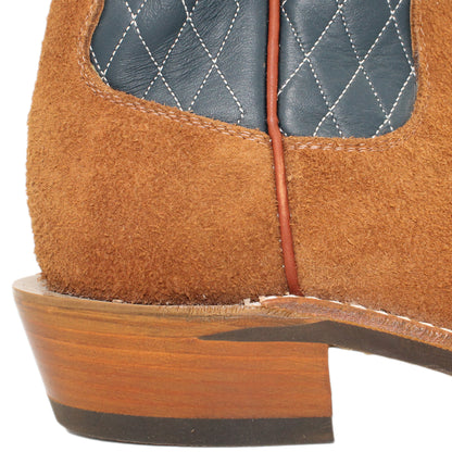 14" Blue Upper w/ Diamond Stitching

Tan Timberjack Rough Out Steer Vamp

Regular French Square Toe

Slightly Tapered Heel