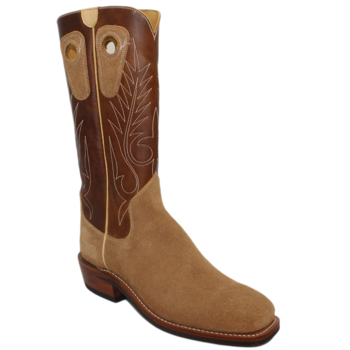 14" Brown Upper w/ Beck Classic Stitching

Buckskin Rough Out Steer Vamp

Wide French Square Toe

Slightly Tapered Heel