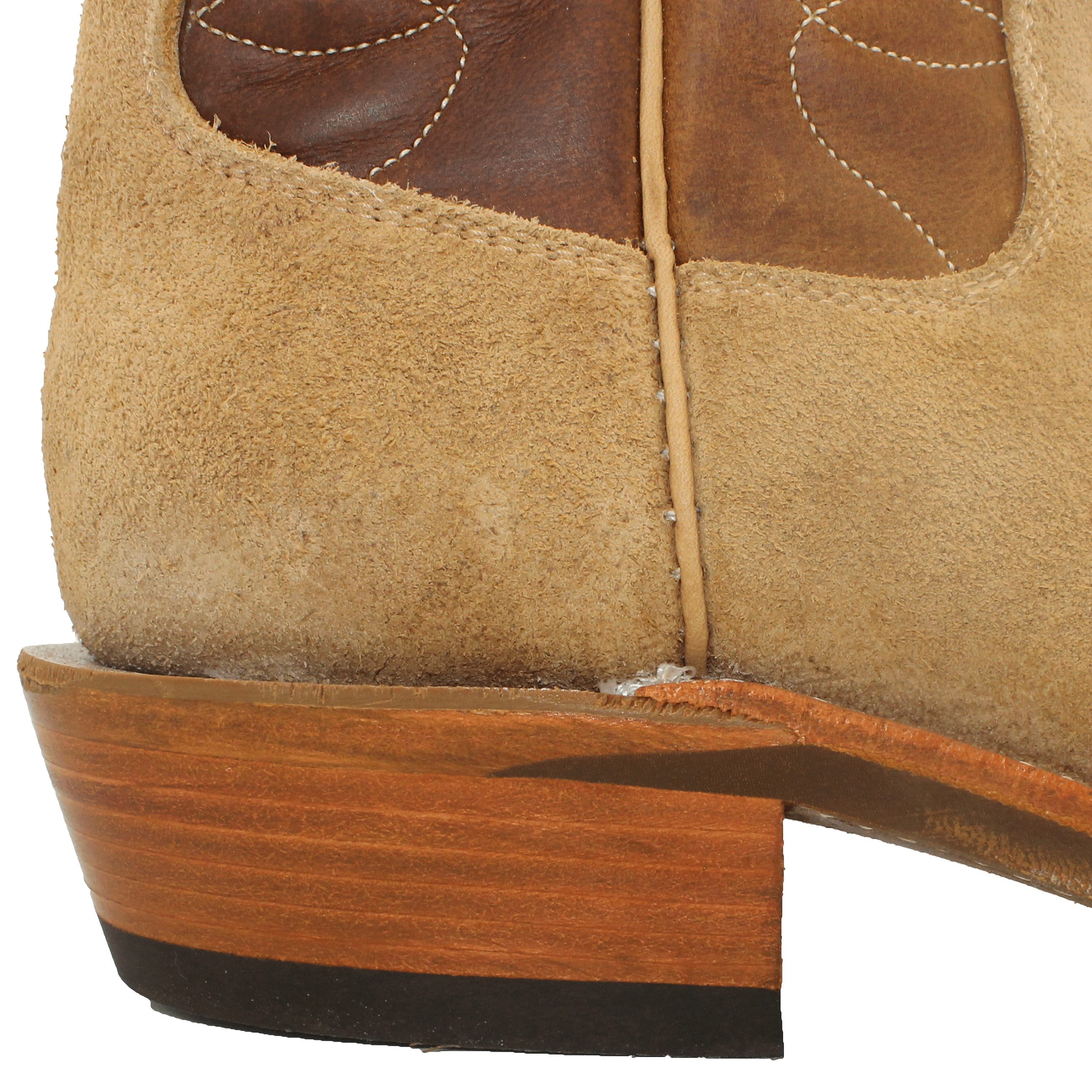 12" Brown Upper w/ Loops Stitching

Buckskin Rough Out Steer Vamp

Wide French Square Toe

Slightly Tapered Heel