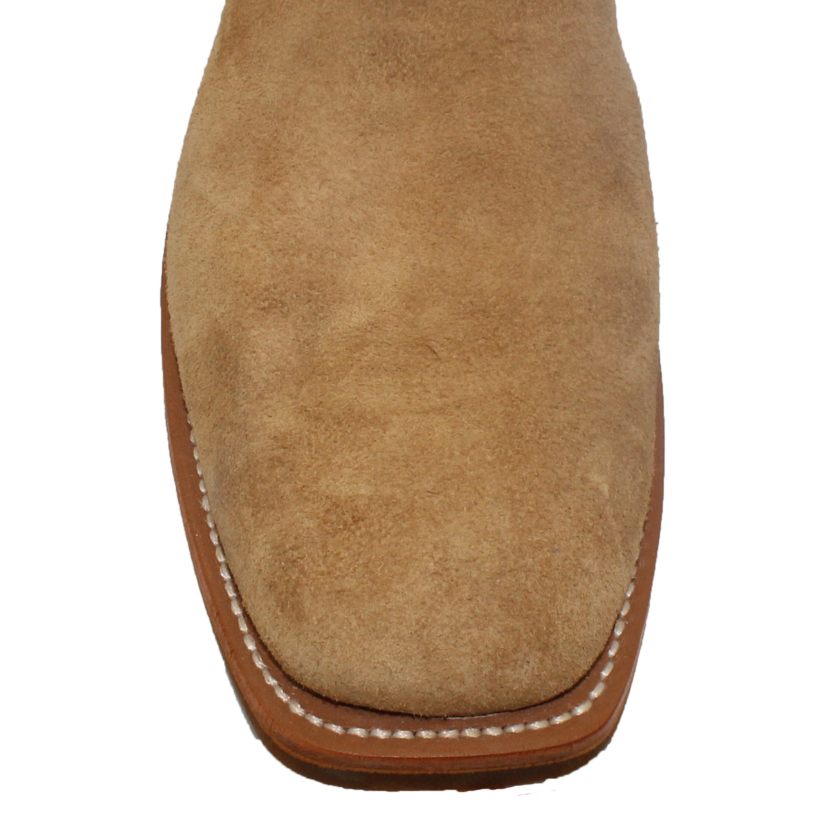 12" Brown Upper w/ Loops Stitching

Buckskin Rough Out Steer Vamp

Wide French Square Toe

Slightly Tapered Heel
