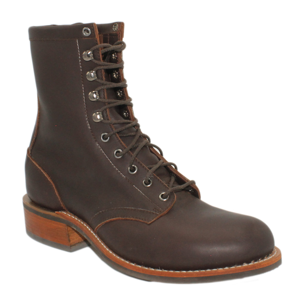 8" Lace-Up

Brown Timberjack Steer

Round Toe

Block Heel

Vibram Mini Lug Sole