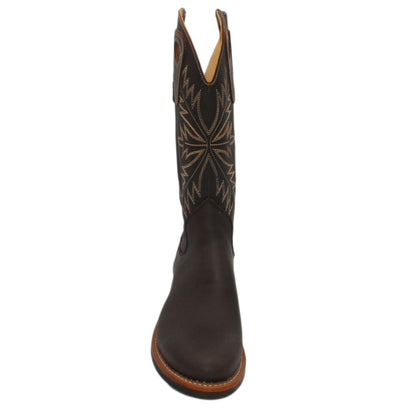 14" Brown Timberjack Upper w/ Oak Stitching

Brown Timberjack Steer Vamp

Round Toe

Block Heel

Vibram Chevron Sole
