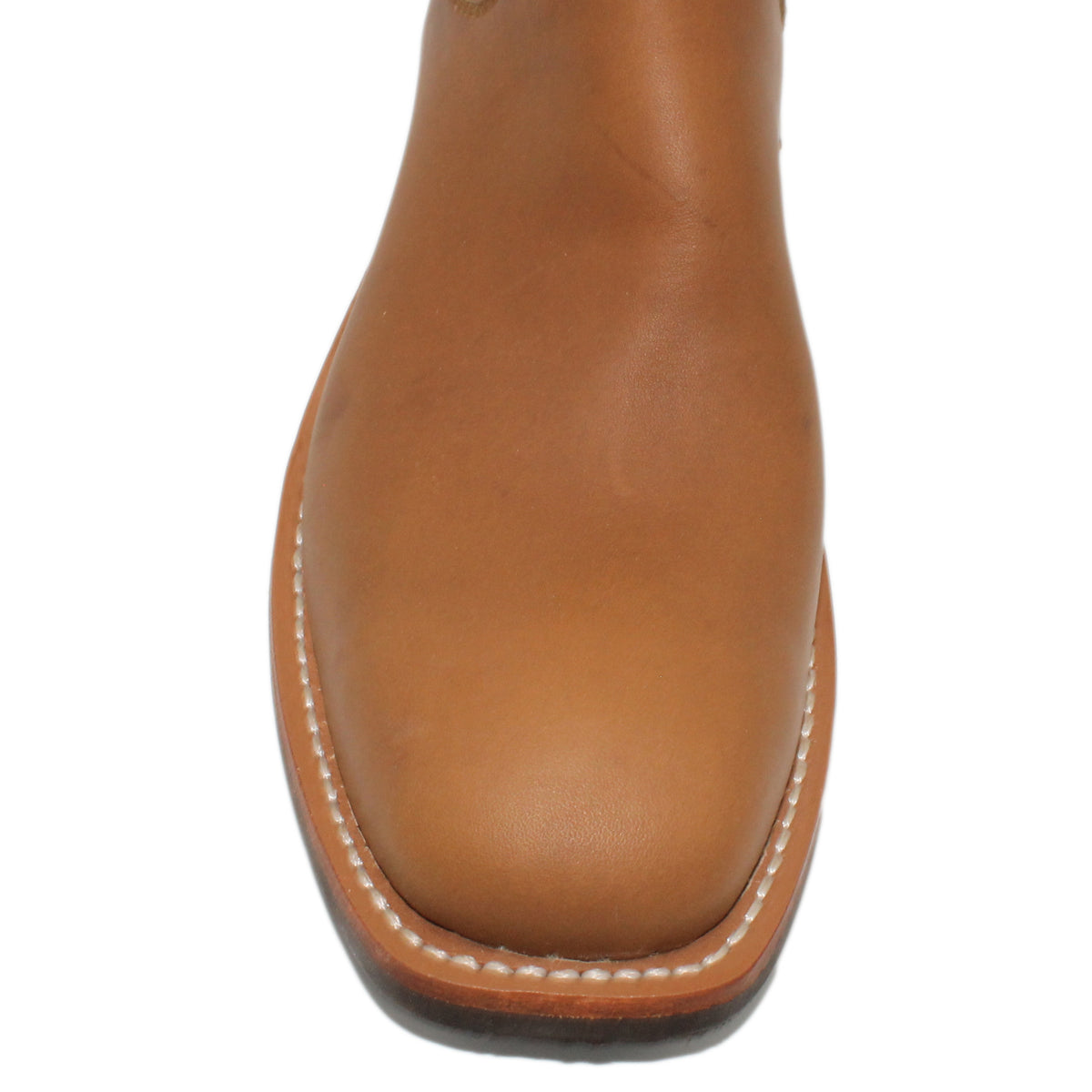 12" Brown upper w/ Beck Stitching

Saddle Timberjack Steer Vamp

Wide French Toe

Block Heel