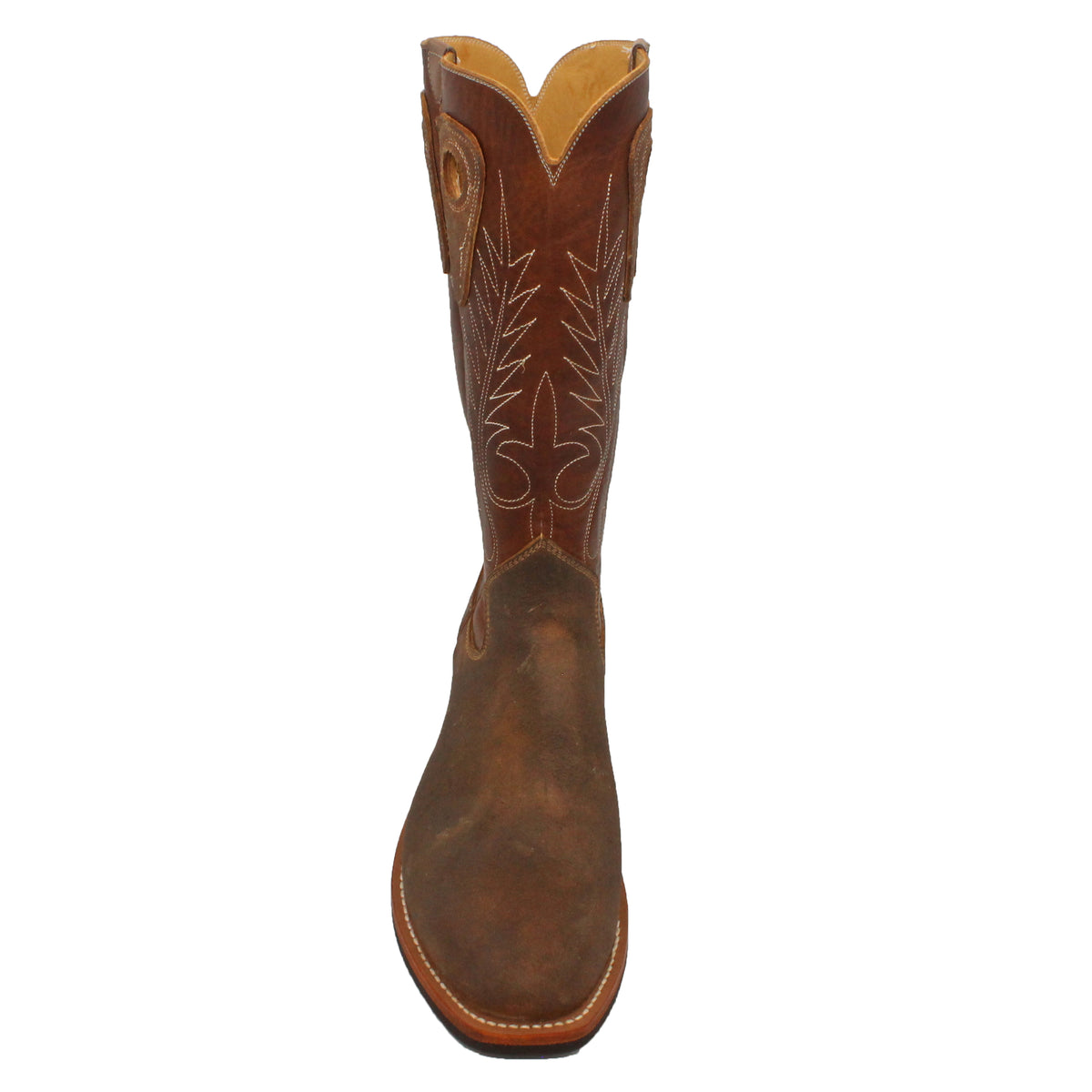 14" Brown Upper w/ Beck Classic Stitching

Waxed Steer Vamp

Wide French Square Toe

Slightly Tapered Heel