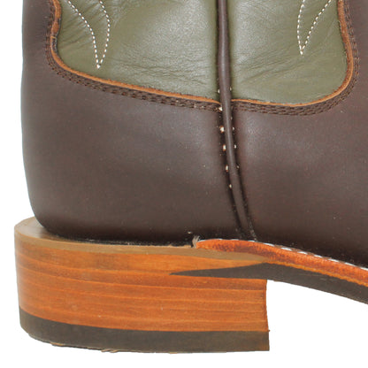14" Forest Upper w/ Beck Classic Stitching

Brown Timberjack Steer Vamp

Wide French Toe

Block Heel