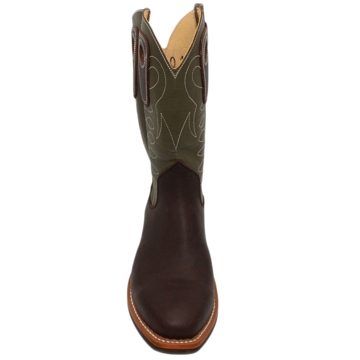 12" Forest Upper w/ Loops Stitching

Brown Timberjack Steer Vamp

Regular French Square Toe

Block Heel