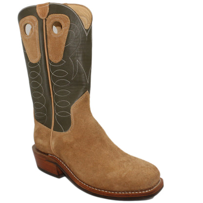 12" Forest Upper w/ Loops Stitching

Buckskin Steer Rough Out Vamp

Wide French Square Toe

Slightly Tapered Heel