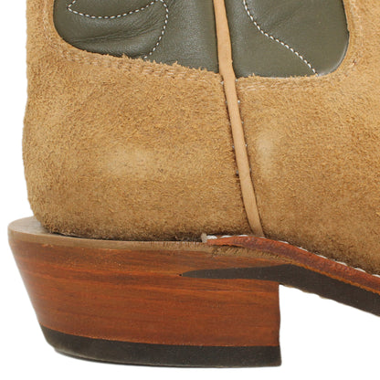 12" Forest Upper w/ Loops Stitching

Buckskin Steer Rough Out Vamp

Wide French Square Toe

Slightly Tapered Heel
