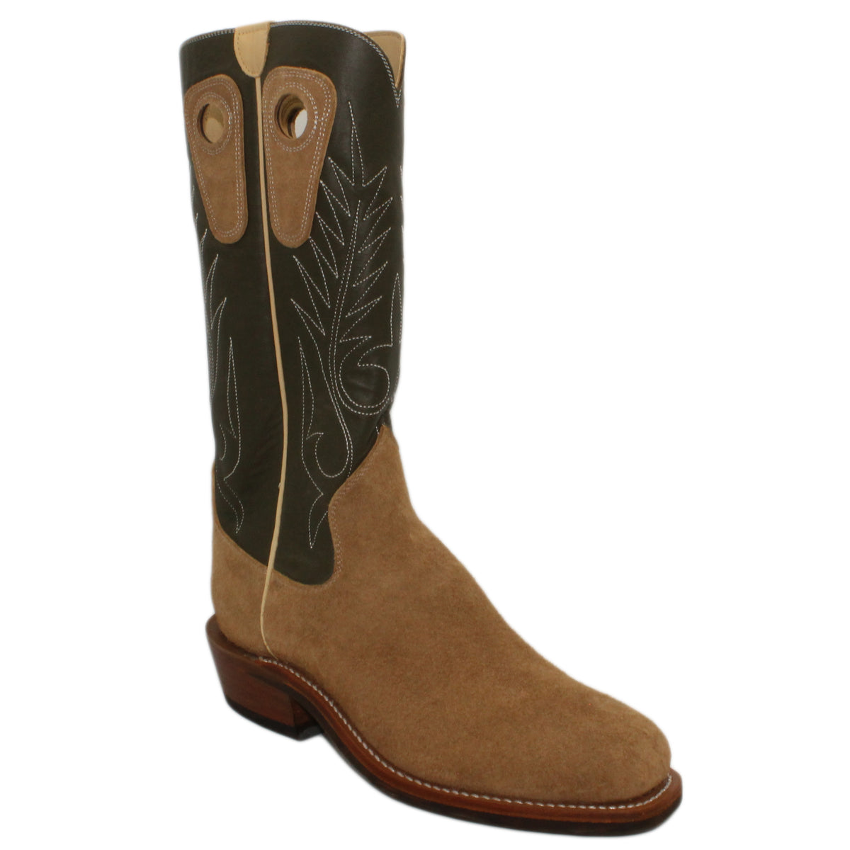 14" Forest Upper w/ Beck Classic Stitching

Buckskin Steer Rough Out Vamp

Regular French Square Toe

Slightly Tapered Heel