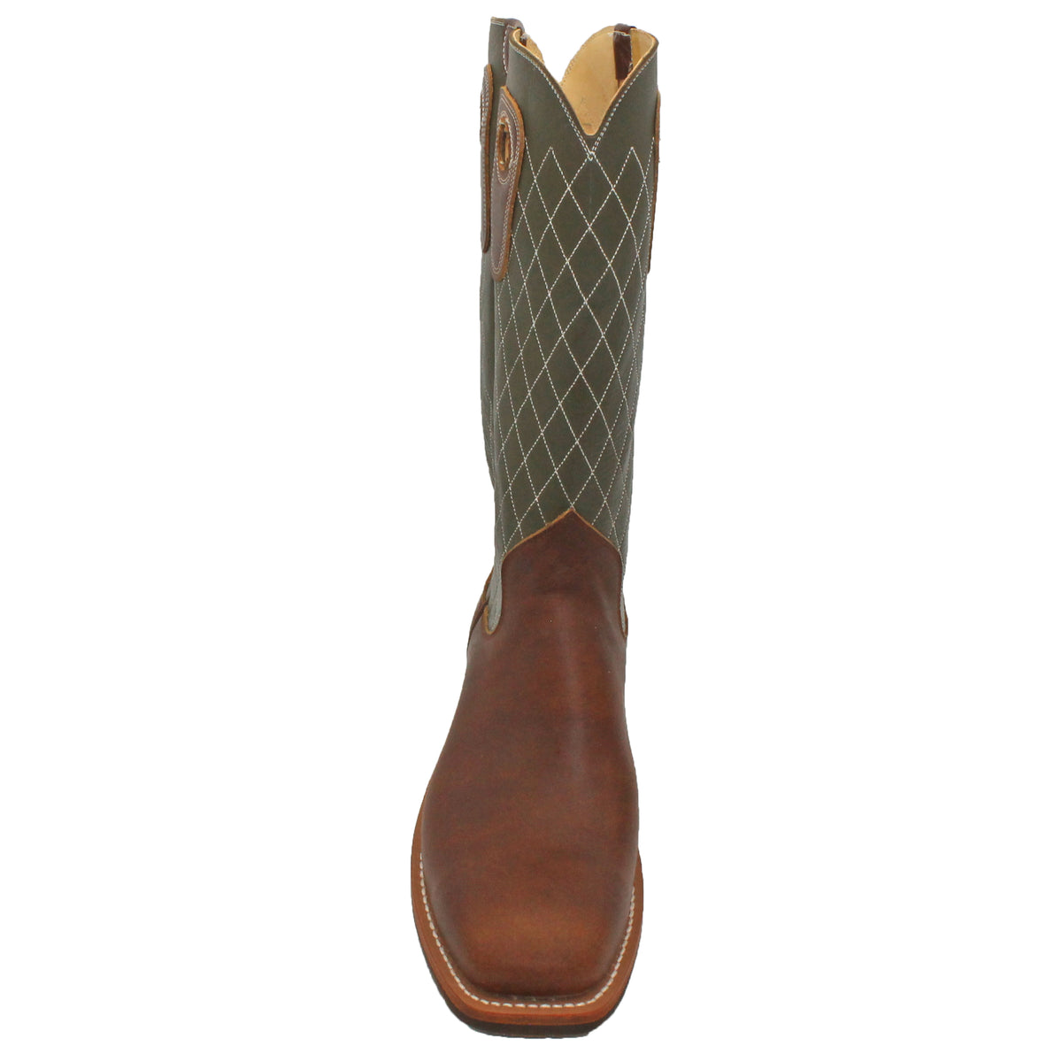 14" Forest Upper w/ Diamond Stitching

Oil Tan Brown Steer Vamp

Wide French Square Toe

Slightly Tapered Heel