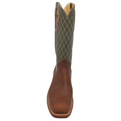 14" Forest Upper w/ Diamond Stitching

Oil Tan Brown Steer Vamp

Wide French Square Toe

Slightly Tapered Heel