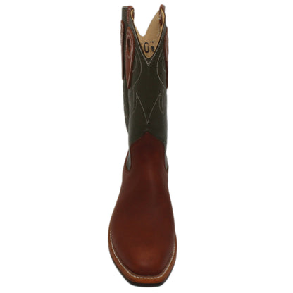 12" Forest Upper w/ Loops Stitching

Tan Timberjack Steer Vamp

Regular French Square Toe

Slightly Tapered Heel