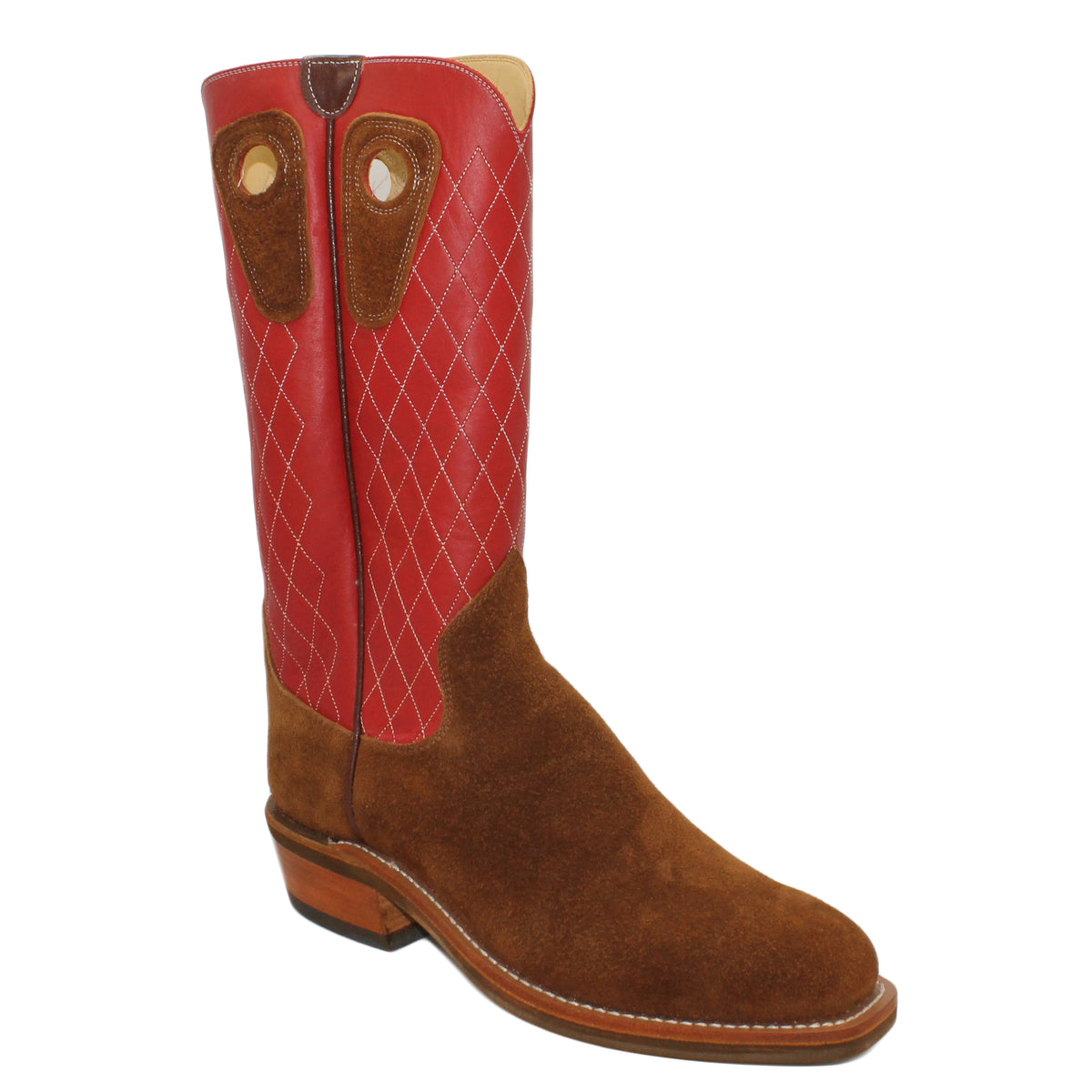 14" Red Upper w/ Diamond Stitching

Bison Rough Out Steer Vamp

Regular French Square Toe

Slightly Tapered Heel