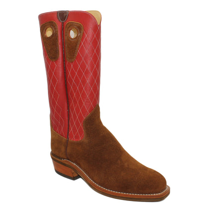 14" Red Upper w/ Diamond Stitching

Bison Rough Out Steer Vamp

Regular French Square Toe

Slightly Tapered Heel