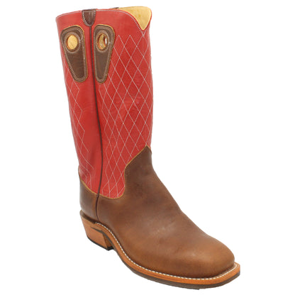 14" Red Upper w/ Diamond Stitching

Oil Tan Steer Vamp

Wide French Square Toe

Slightly Tapered Heel