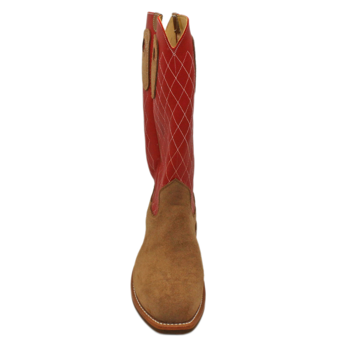 14" Red Upper w/ Diamond Stitching

Saddle Timberjack Rough Out Steer Vamp

Regular French Square Toe

Slightly Tapered Heel
