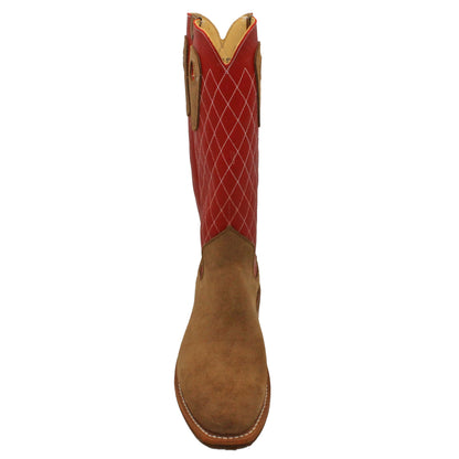 14" Red Upper w/ Diamond Stitching

Saddle Timberjack Rough Out Steer Vamp

Regular Forties Square Toe

Slightly Tapered Heel