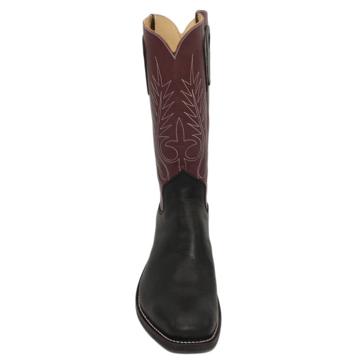 14" Wine Upper w/ Beck Classic Stitching

Black Steer Vamp

Wide French Square Toe

Slightly Tapered Heel